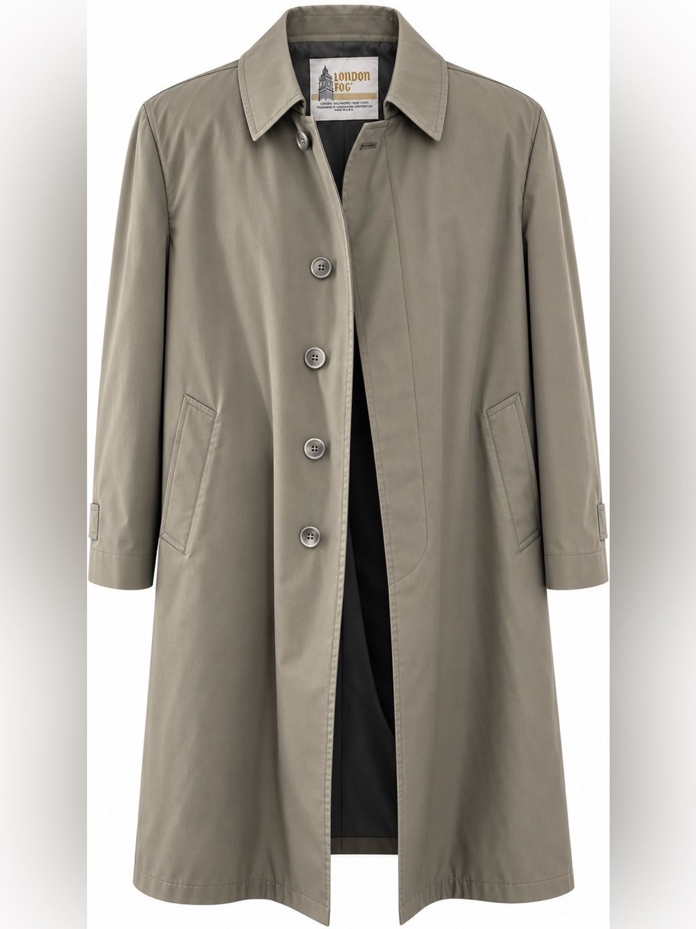 London Fog Classic Single-Breasted Trench Coat in Taupe